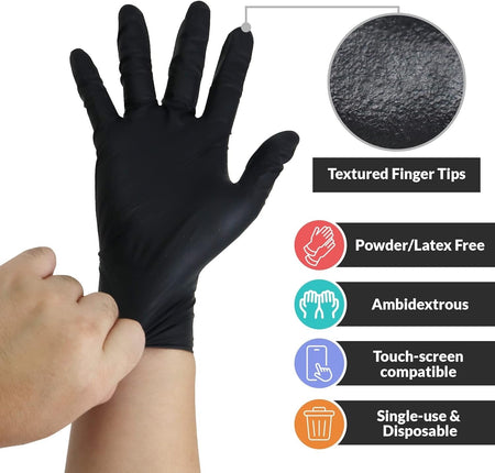 (In-Stock) 6X Black Nitrile Gloves (6 Mil) Strength - GloveSaver.com