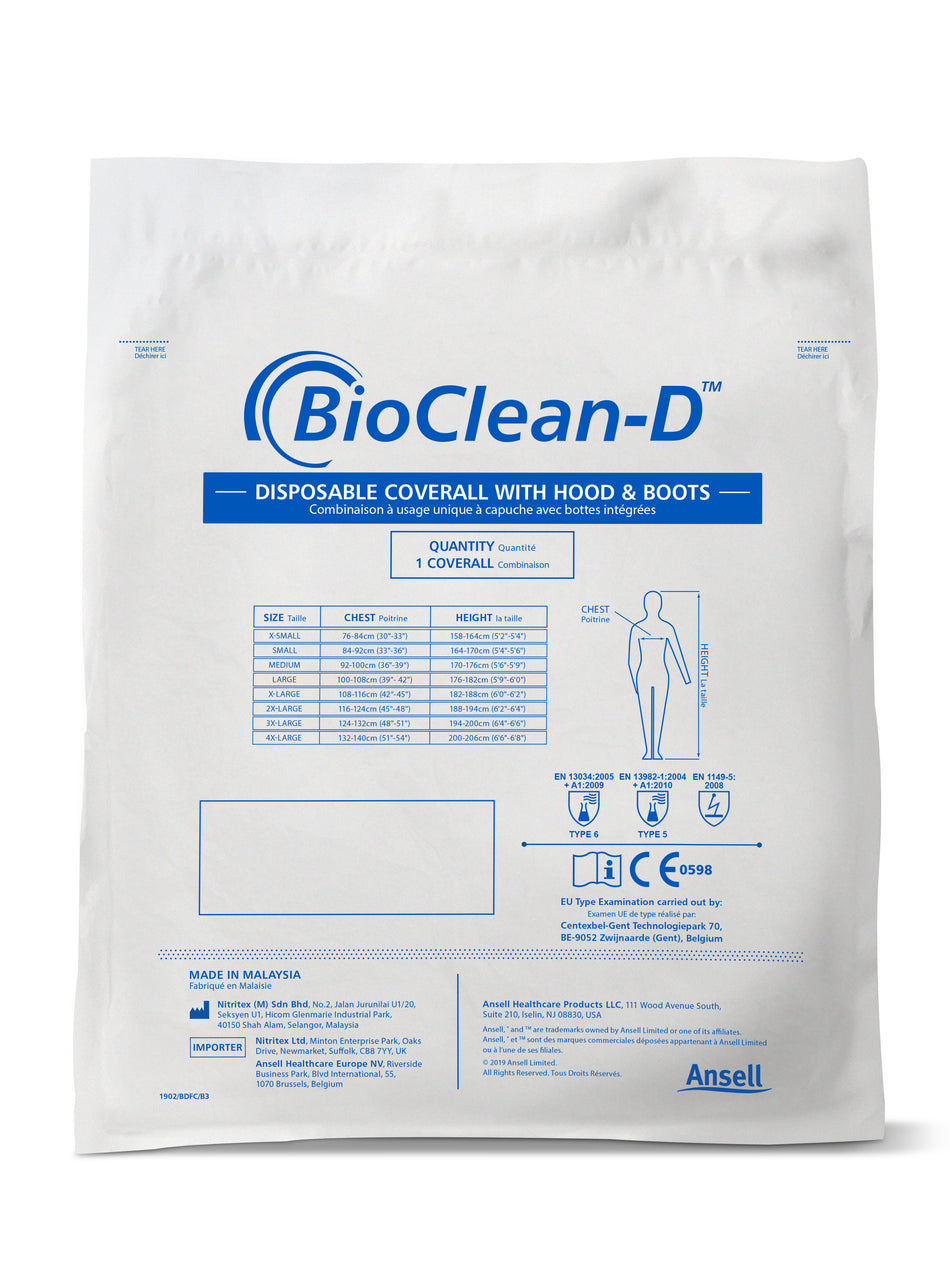 BioClean-D™ Coverall with Hood and Integrated Boots BDFC - GloveSaver.com