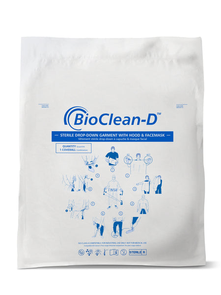 BioClean-D™ Drop-down Sterile Coverall with Hood S-BDSH - GloveSaver.com