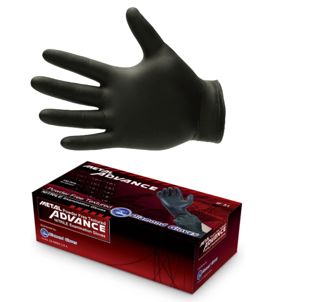 5 Mil Black Nitrile Gloves - Powder Free, Exam Grade, 100