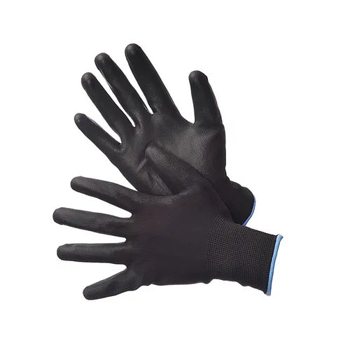 Black Polyester Shell with Black PU Coating 50-6639PBK - GloveSaver.com