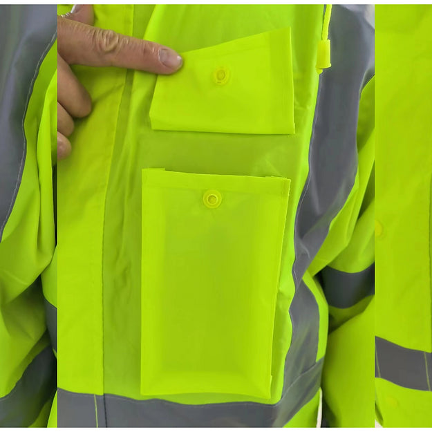 10-51HVG HiViz Green Rainsuit with Hood - GloveSaver.com