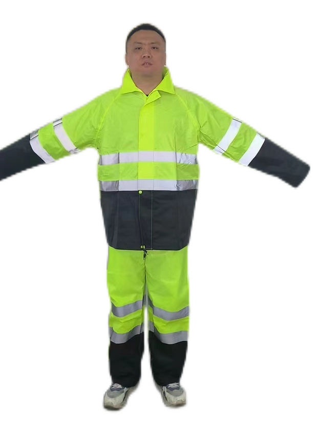 10-71HVG HiViz Green Rainsuit with Hood - GloveSaver.com