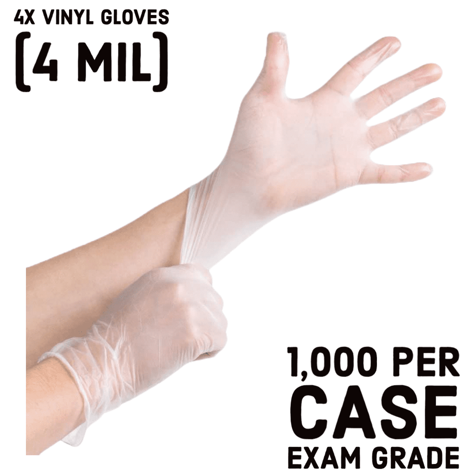 (In-Stock) 4X Vinyl Gloves (Case) 1,000 Count, 4 Mil