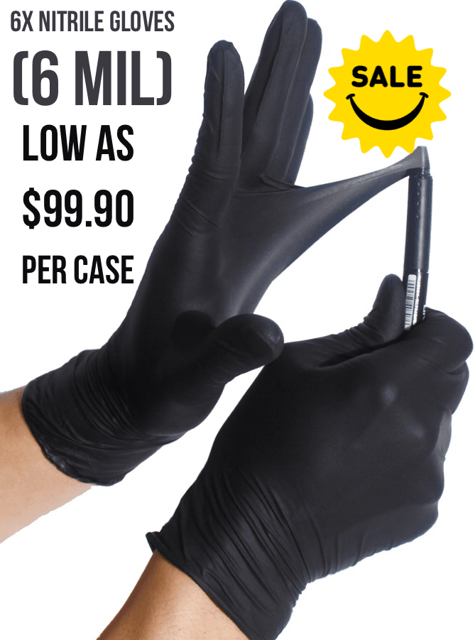 (In-Stock) 6X Black Nitrile Gloves (6 Mil) Strength