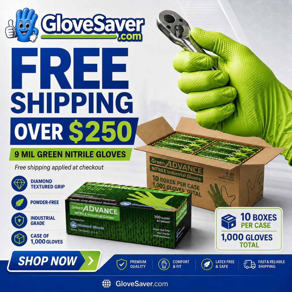 Industrial - Powder Free Green Nitrile 9 Mil - GloveSaver