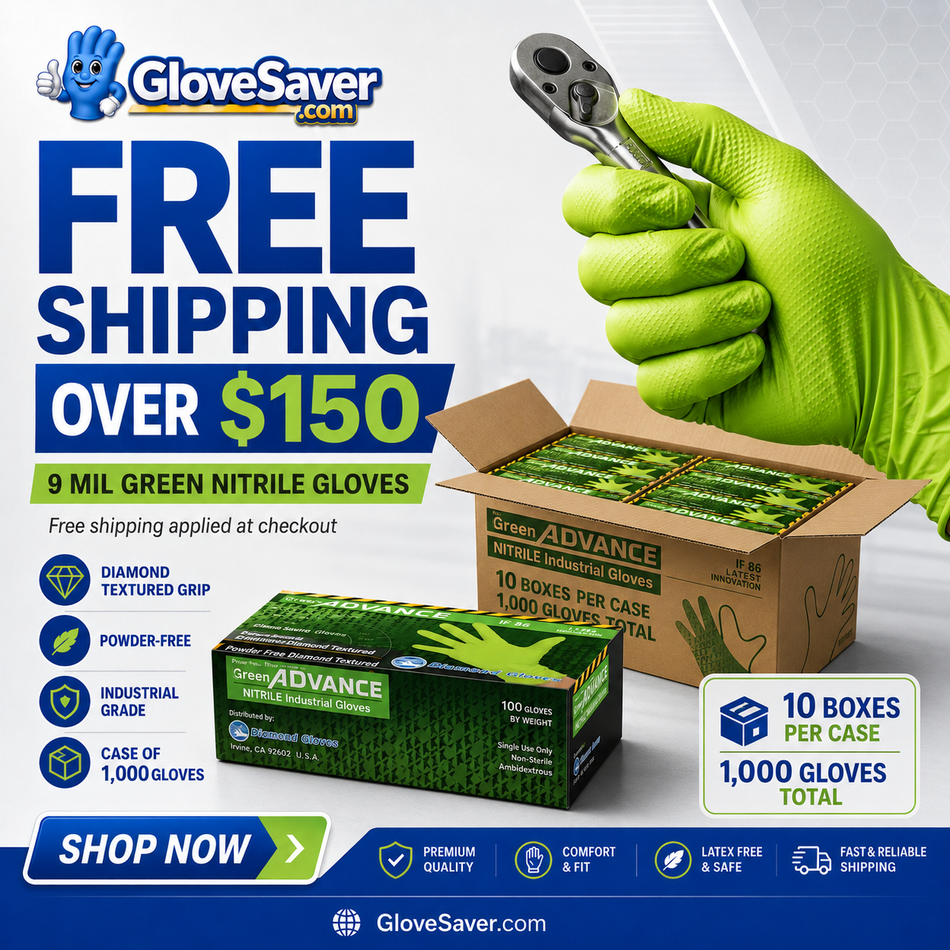 Industrial - Powder Free Green Nitrile 9 Mil - GloveSaver