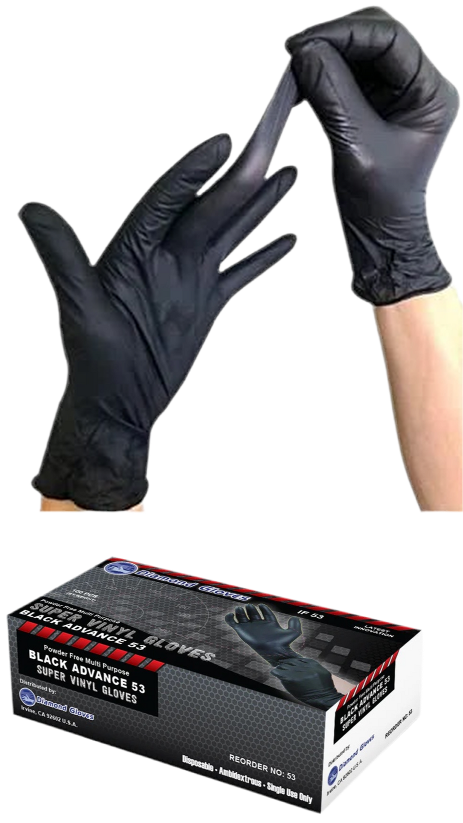 4 Mil Black Vinyl Gloves (Case) 1,000 Count