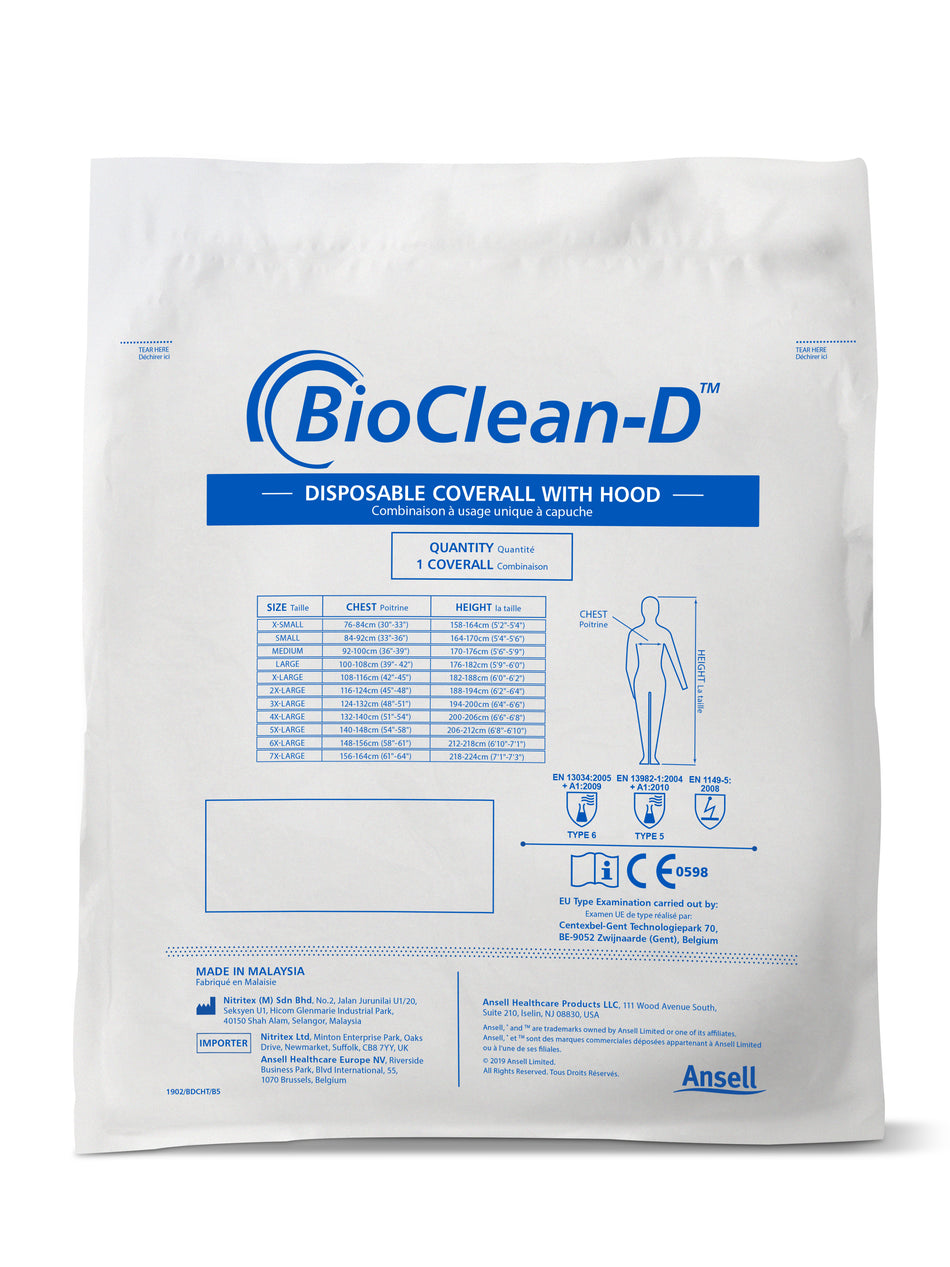 BioClean-D™ Coverall with Hood - Sterile S-BDCHT