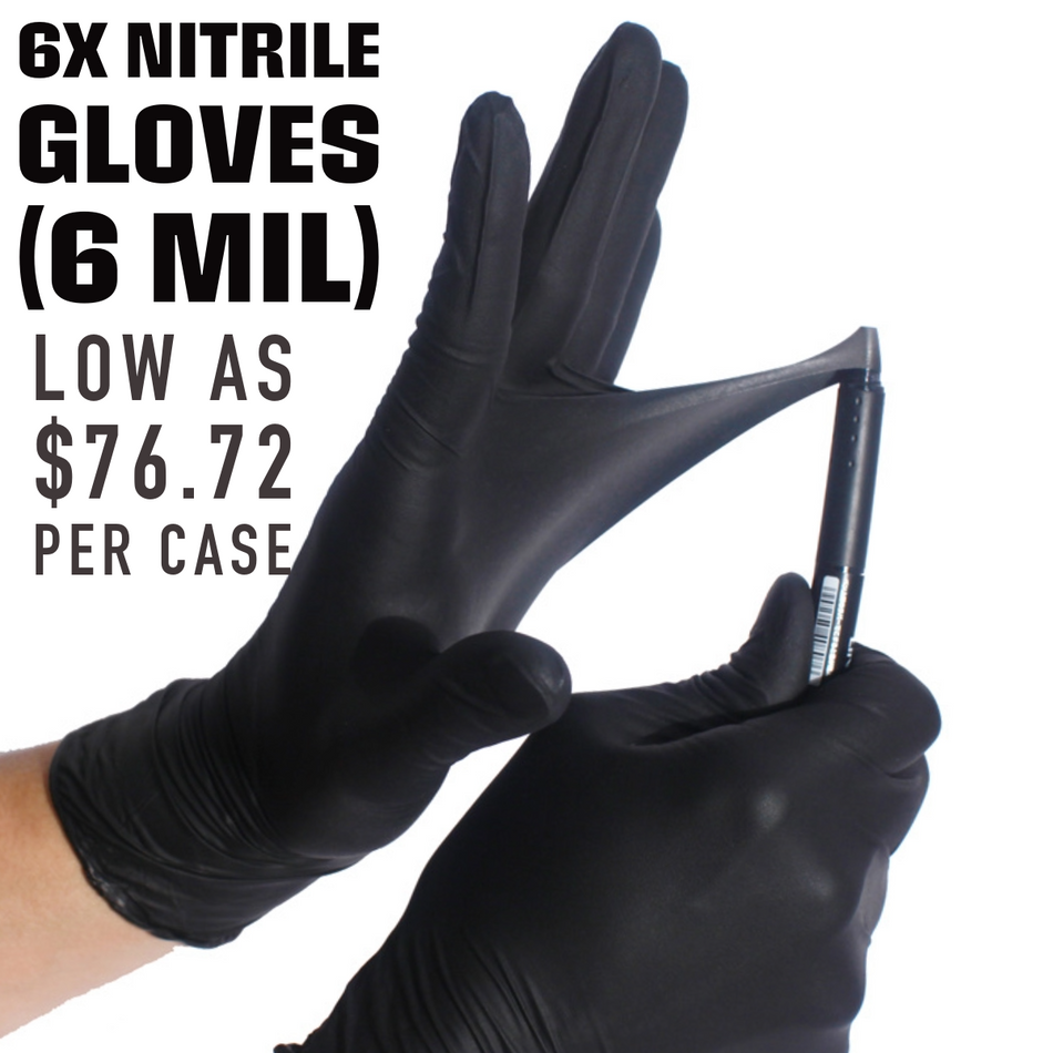 (In-Stock) 6X Black Nitrile Gloves (6 Mil) Strength