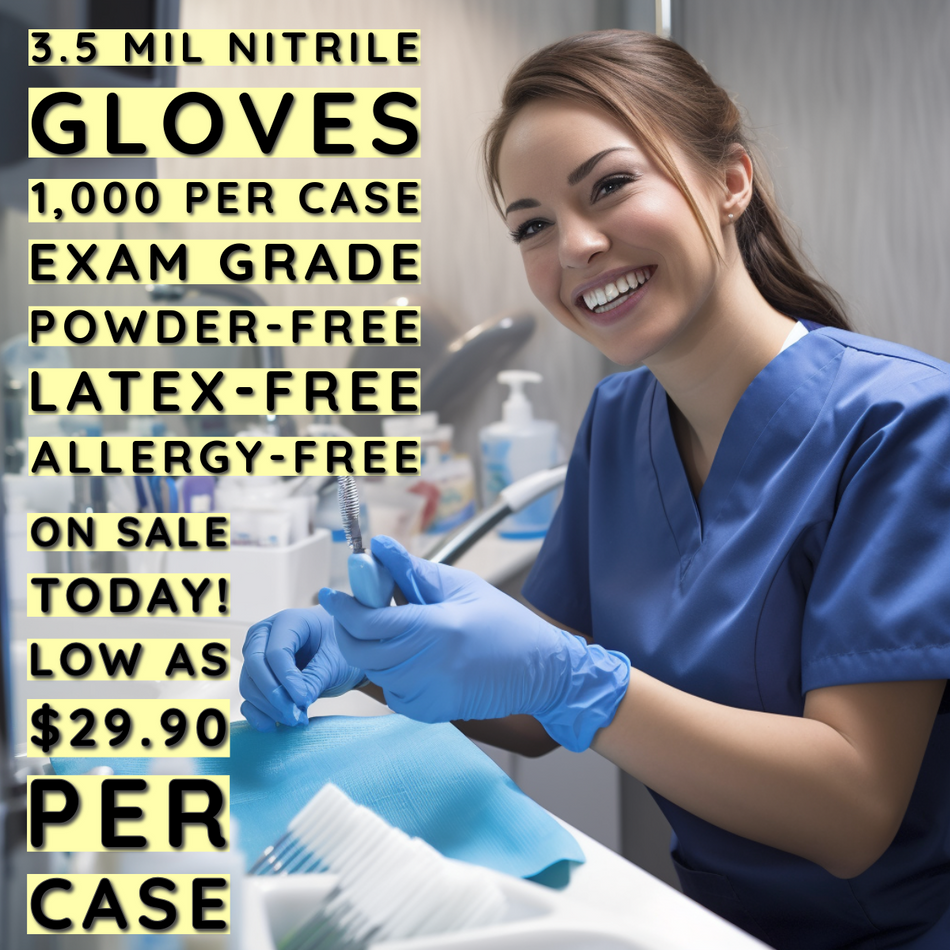 (In-Stock) 3.5X NITRILE GLOVES 1,000 Case (Exam-Grade)