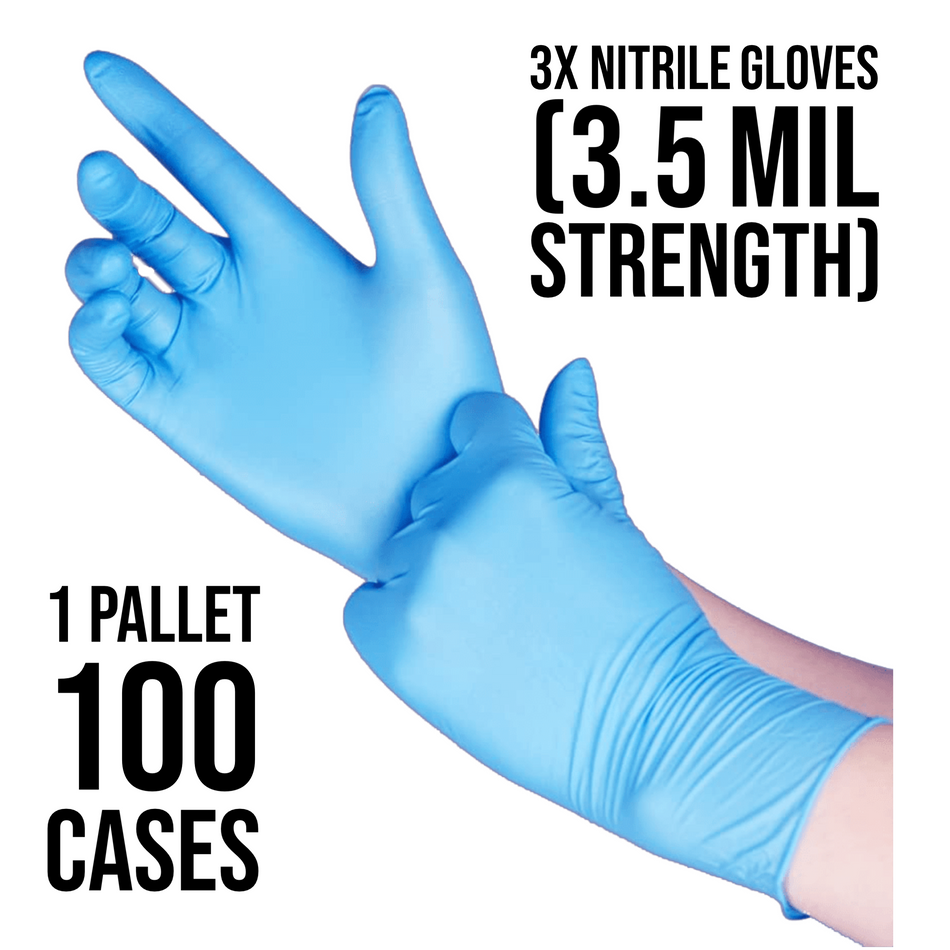1 Pallet of 3.5X Nitrile Gloves, Exam Grade (100,000 Count)