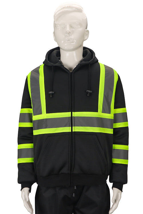 Black Hoodie with Hi-Viz Green 98-3021BKG - GloveSaver.com