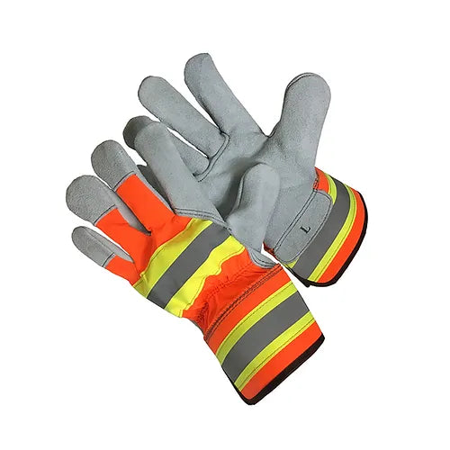 HI VIZ Leather Palm 30-5810HVO - GloveSaver.com