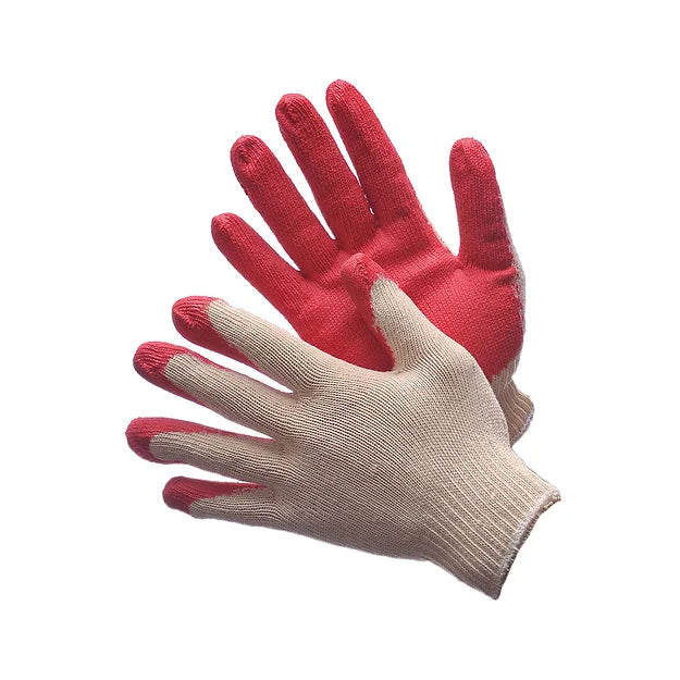 1 Pair Tagged String Knit with Red Latex Coated Palm 50-3500C-2 - GloveSaver.com