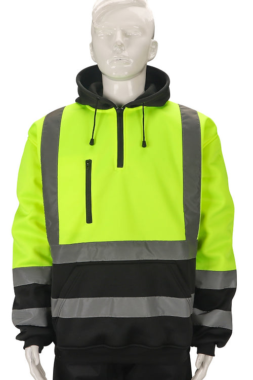 Fleece Hoodie with Hi-Viz Green 98-3031GKG