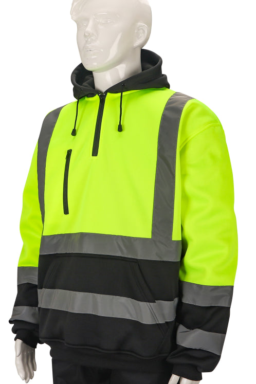 Fleece Hoodie with Hi-Viz Green 98-3031GKG