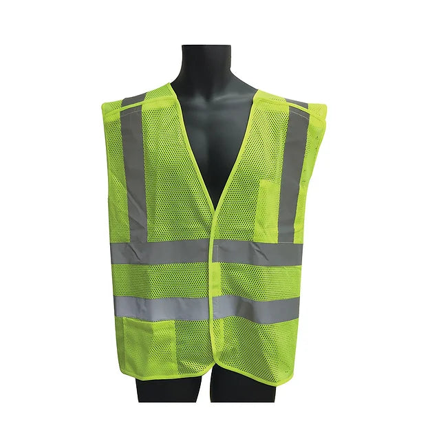 Class II 5 Point Breakaway Lime Mesh Vest 98-2601G