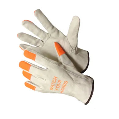 Driver Gloves Cowhide Orange High Viz 32-1383HVO - GloveSaver.com