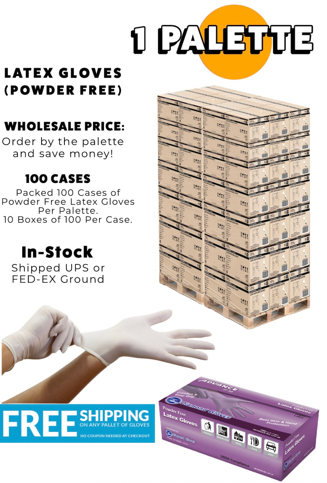 1 Pallet of 5X Latex Gloves (5 Mil) Powder Free (100,000 Count) - GloveSaver.com