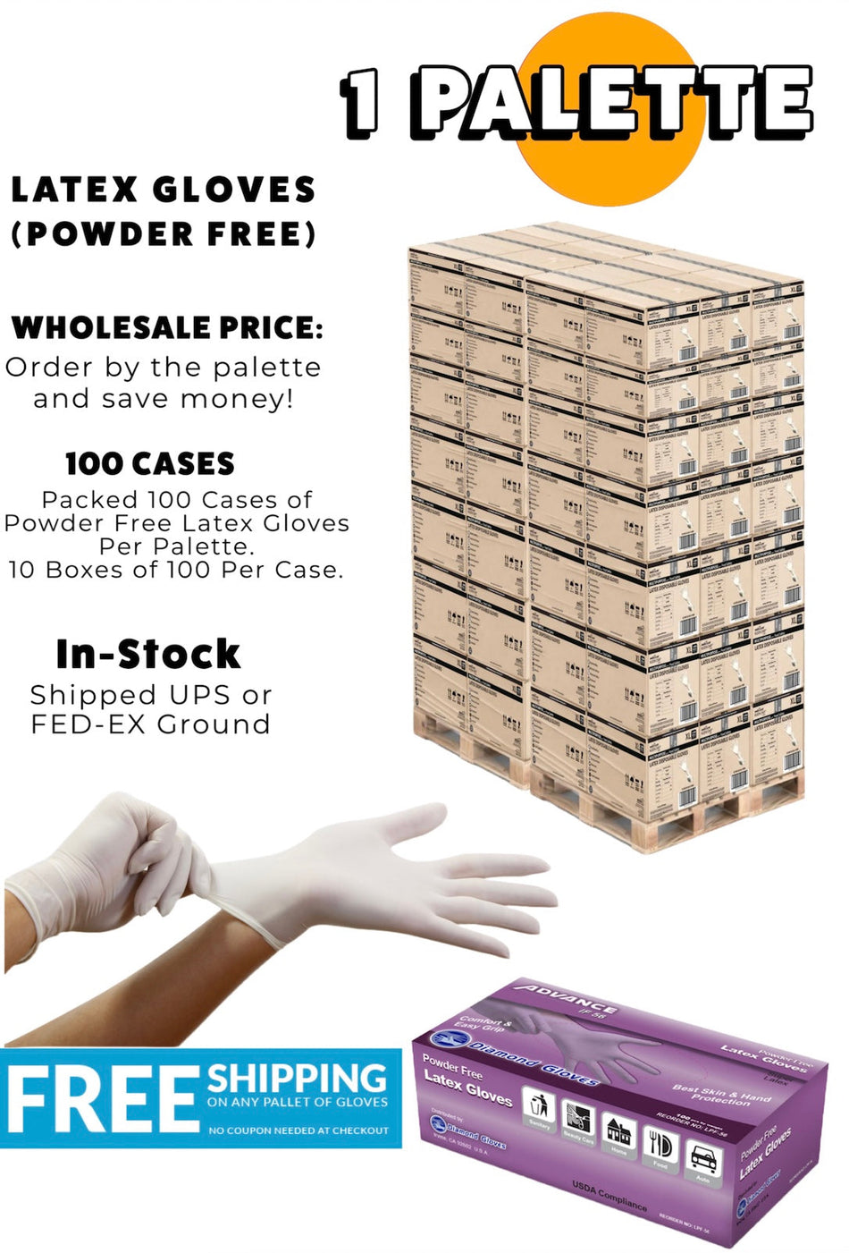 1 Pallet of 5X Latex Gloves (5 Mil) Powder Free (100,000 Count) - GloveSaver.com