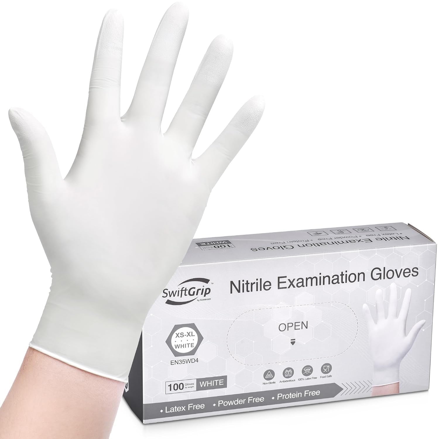 (In-Stock)  3X White Nitrile Gloves (3 Mil) - GloveSaver.com