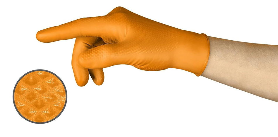 (In-Stock) 5X Orange Nitrile Gloves 5 Mil - GloveSaver.com