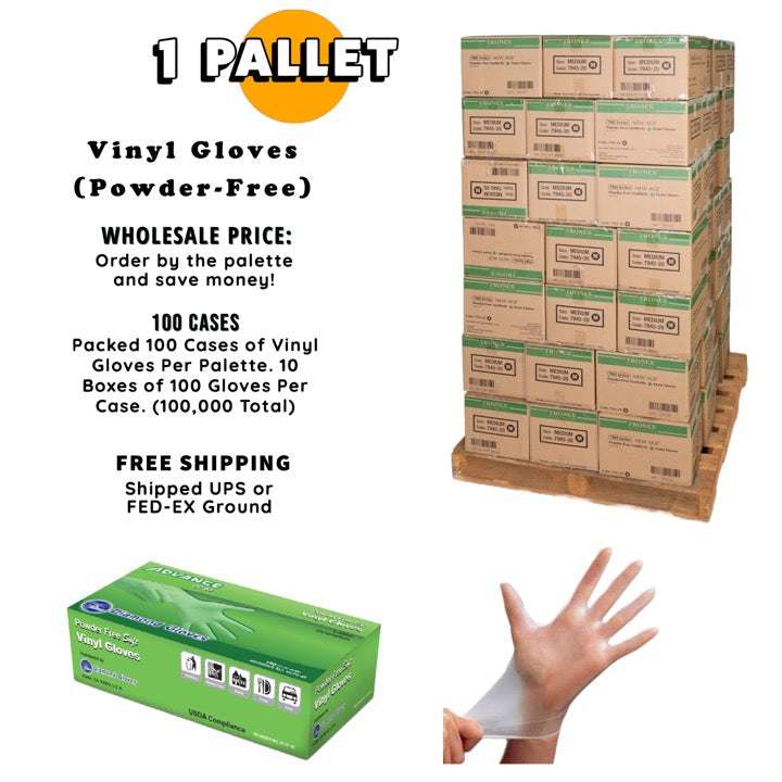 1 Pallet of 4X Vinyl Gloves, Powder Free (100,000 Count) - GloveSaver.com