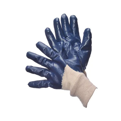 Fully Coated Blue Nitrile with Knit Wrist 96-6120FP - GloveSaver.com