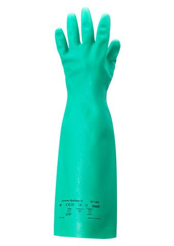 AlphaTec, 37-185, Nitrile, chemical-resistant gloves, industrial chemical resistant gloves, bulk chemical resistant gloves, 12 pairs per case, case pack gloves, GloveSaver.com