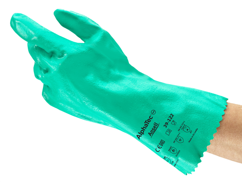 AlphaTec, 39-122, Nitrile, chemical-resistant gloves, industrial chemical resistant gloves, bulk chemical resistant gloves, 72 pairs per case, case pack gloves, GloveSaver.com