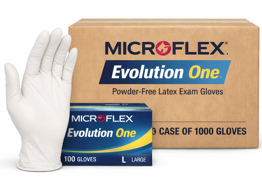 Microflex Evolution One EV-2050 Powder-Free Latex Exam Gloves - Case of 1000