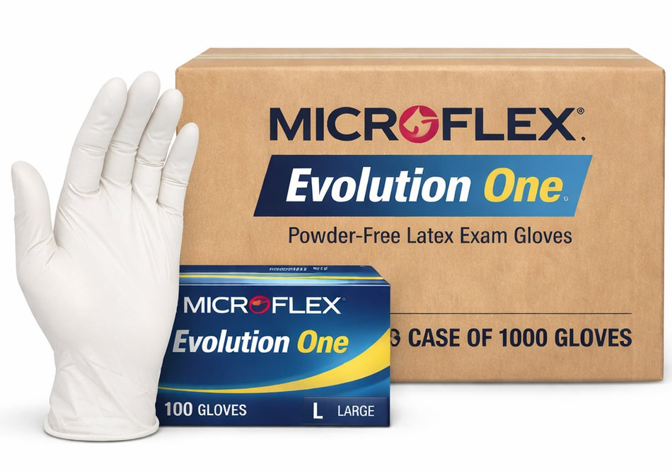 Microflex Evolution One EV-2050 Powder-Free Latex Exam Gloves - Case of 1000
