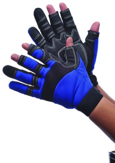 Blue Leather Mechanics Gloves - GloveSaver.com