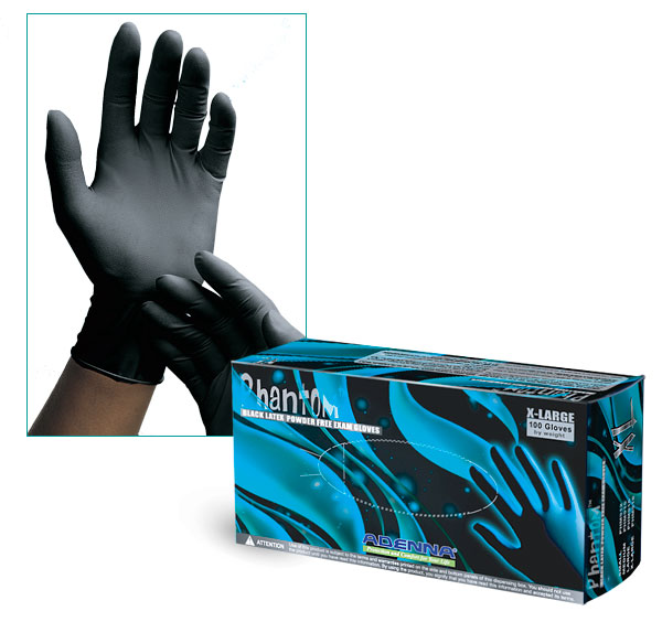 (In-Stock) Black Latex Exam Gloves (6 Mil)
