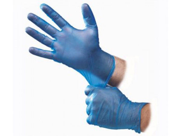 (In-Stock) 4X Blue Vinyl Gloves (Case) 1,000 Count