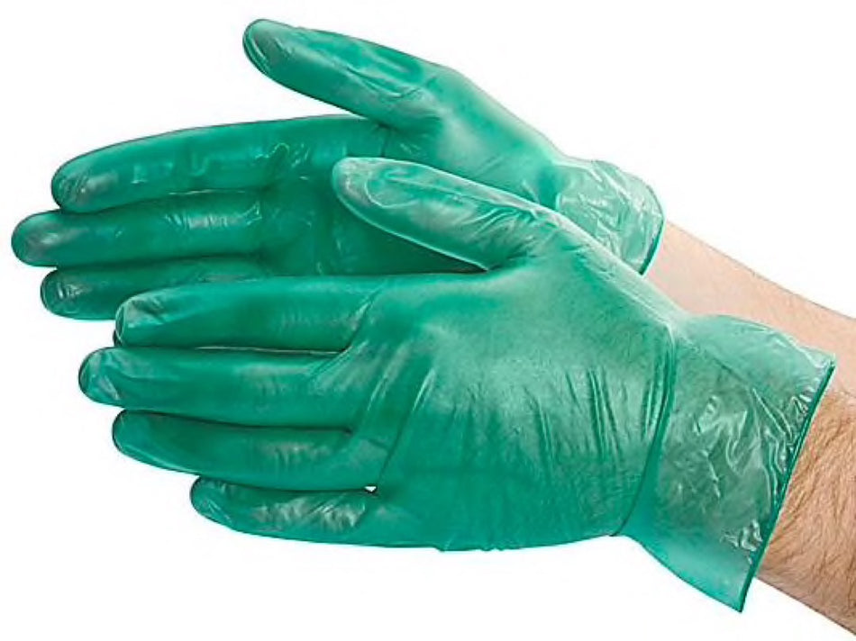 (In-Stock) 3X Green Vinyl Gloves (3 Mil)